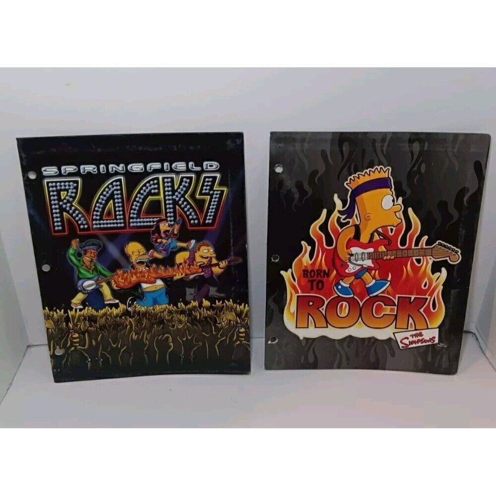 2007 Simpsons Folders Lot Of 2 Springfield Rocks Born To Rock Bart Homer
